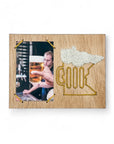 Sample of a picture frame for a Minnesota beer embroidery kit design.