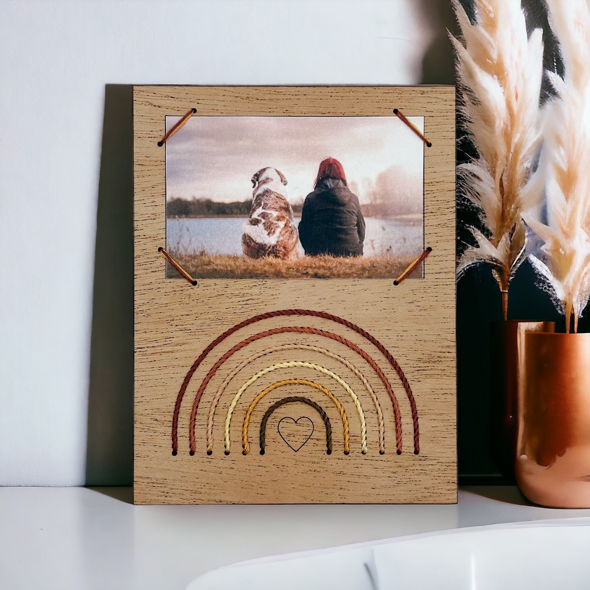 Rainbow Heart Embroidered Instant Photo Frame