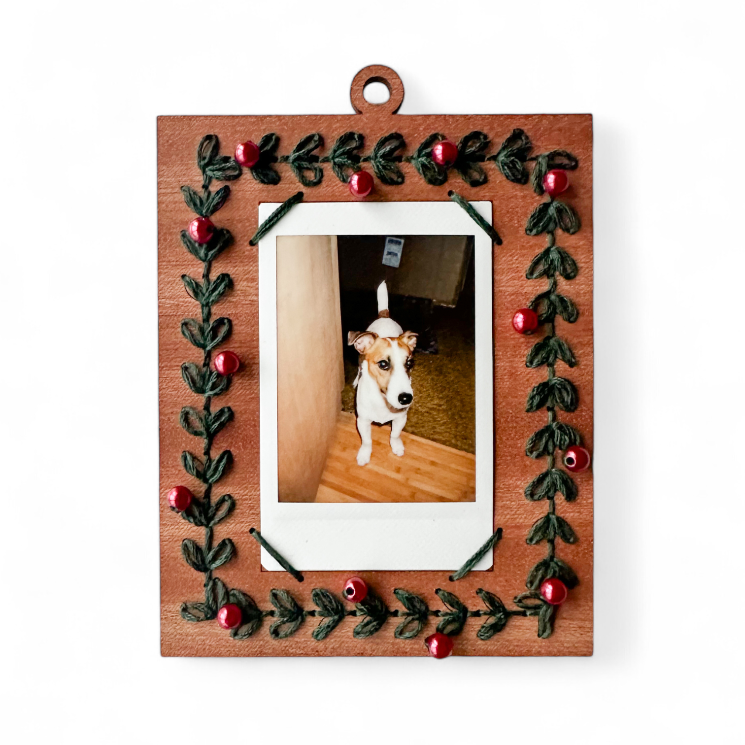 Winter Berries Holiday Wreath Instant Photo Embroidery Frame Ornament Kit