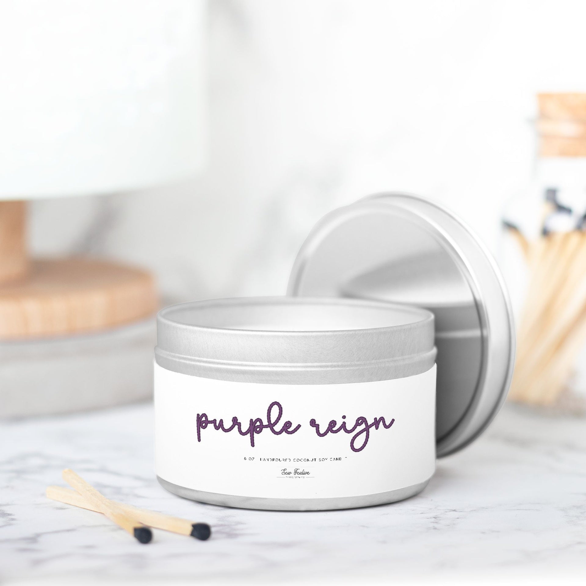 Purple Reign Vikings Candle Tin 8oz Classic Hand-poured Coconut Soy