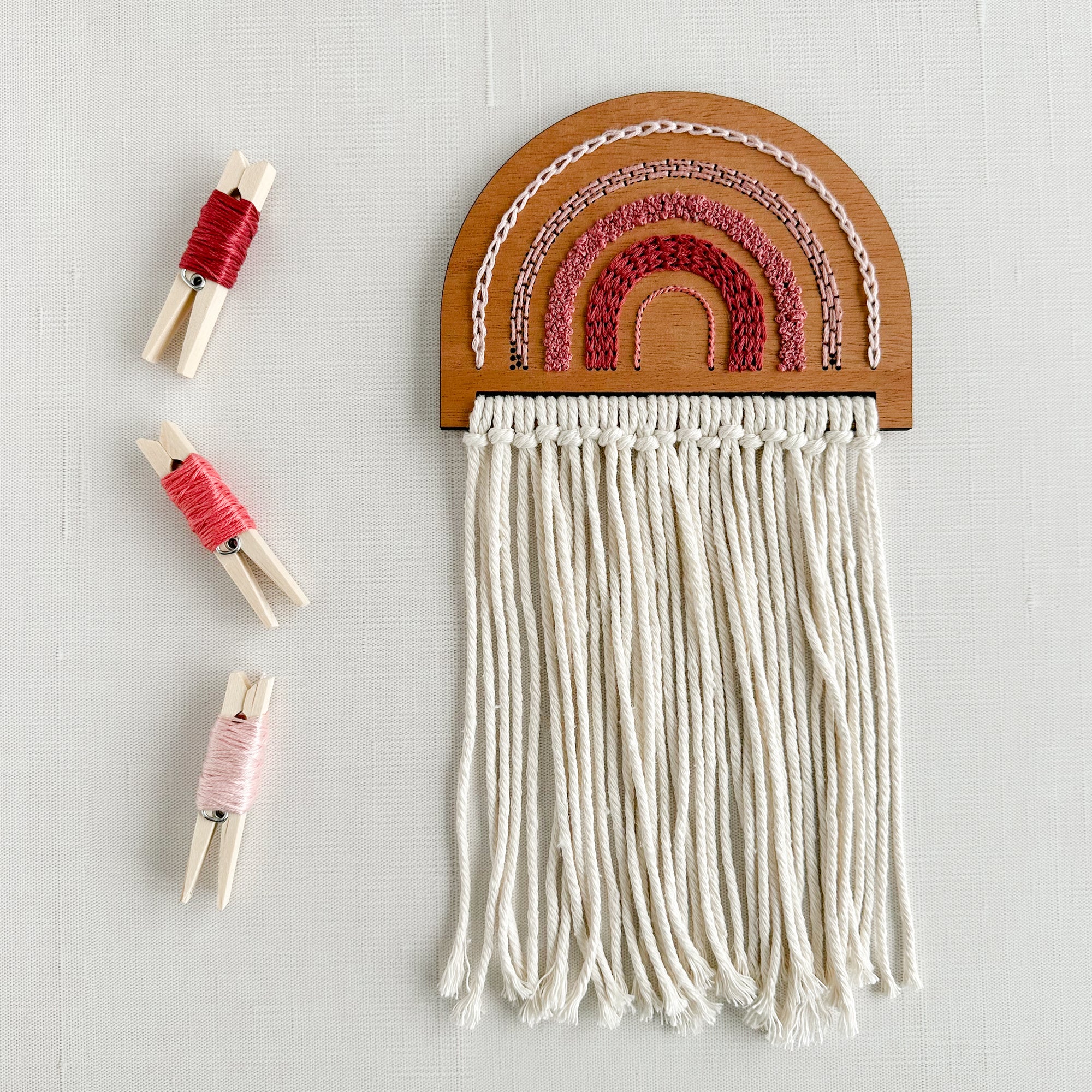 Tinted Rainbow Macrame + Embroidery Kit